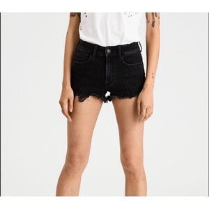 American Eagle hi-rise shortie lace detail black short size 8